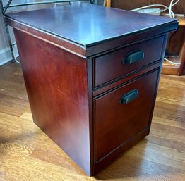 Wooden Rolling File Cabinet.
