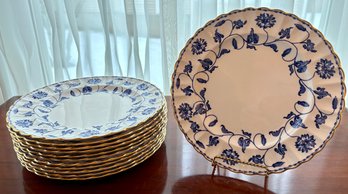 12 Spode Colonel Blue 10.5' Dinner Plates.