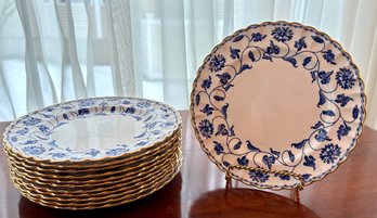 12 Spode Colonel Blue 8' Salad  Plates.