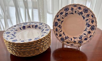 12 Spode Colonel Blue Soup Plates. 8' Wide.