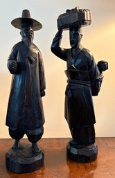 Pair Chinese Wooden Figurines/incense Holder.