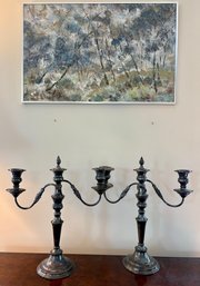 Pair Vintage Silverplated Candle Holders.