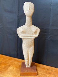 Cycladic Greek Art Figurine Idol Bust On Wooden Base By Alva Museum Replica New York