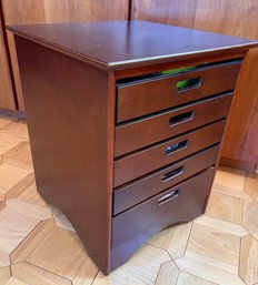 Crate And Barrel Compact Wooden Chest Of Drawers.