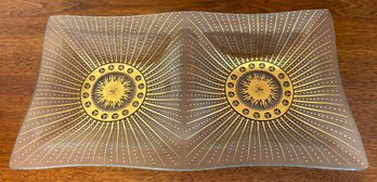 MCM Frank Roth Signed Glass Divided Serving Dish.