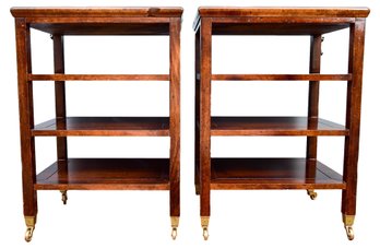 Baker Milling Road Mahogany Four Tiered Side / End Tables With Brass Casters
