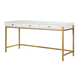 A Polished Finish White And Rose Gold Metal Desk