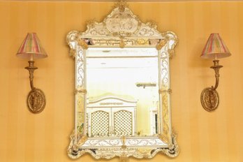 Gorgeous Handmade Venetian Murano Glass Mirror With Beveled Edge