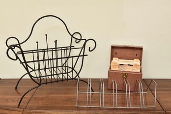 Record Stands And Collection Of 45 Records