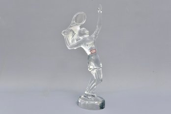 Baccarat France Crystal Tennis Player Sculpture