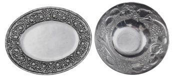 Wilton Pewter Bowl And Oval Platter