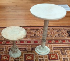 2 Antique Carved Alabaster Pedestals/Plant Stands