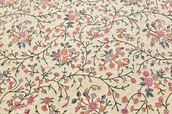 Crewelwork Embroidered Floral Area Rug