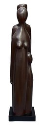 Signed Modernist Family Sculpture With Elongated Form