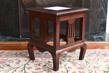 Arts & Crafts Mahogany Side Table With Inset Tile Top