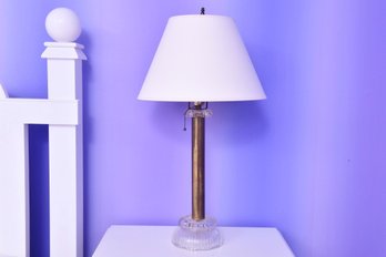 Brass Column Table Lamp With Glass Base