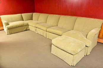 Custom Made Upholstered Six Piece Sectional Sofa With Matching Ottoman