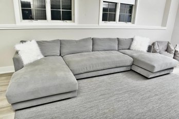 West Elm Haven Performance Washed Canvas Sectional Sofa In Washed Gray