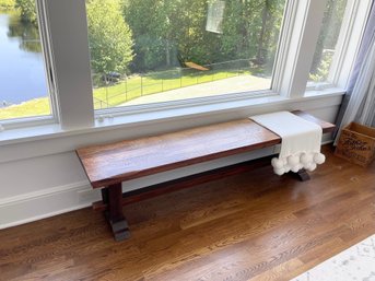 Trestle Base Wooden Bench