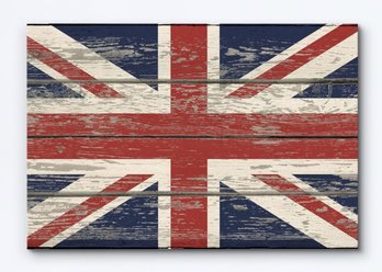 Distressed Union Jack British Flag Wall Art Print —48 × 32 Inches