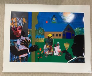 Very Large Romare Bearden Serigraph 44 X 35 With Gloss Inks On Heavy Weight Paper
