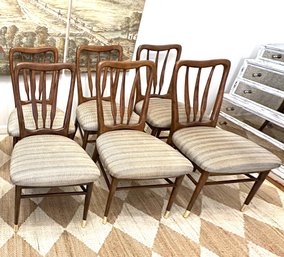 Set 6 Anthropologie Haverhill Birch Wood Dining Chairs With Crypton Fabric