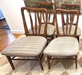 Set 4 Anthropologie Haverhill Birch Wood Dining Chairs With Crypton Fabric
