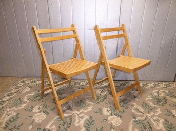 Pair Of Vintage Wooden Folding Chairs