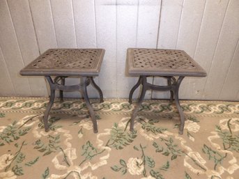 Pair Of Garden Treasure Classics Outdoor Aluminum End Tables
