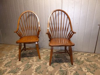 Pair Of Late 20th Century MCM-style Windsor Chairs By Broyhill