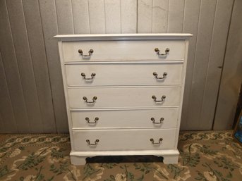 Vintage 5-drawer Painted White Dresser