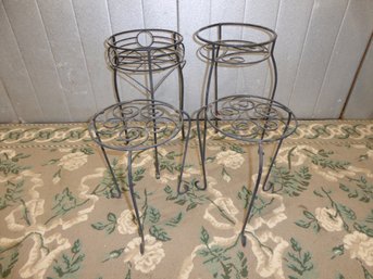 4 Metal Black Iron Plant Stands