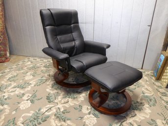 Modern Black Recliner And Ottoman