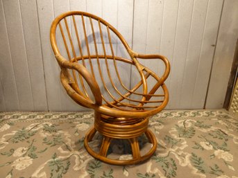 Vintage Bent Rattan Swivel Chair
