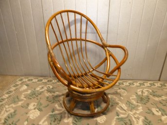 Vintage Bent Rattan Swivel Chair