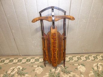 Antique Speedaway Wood And Metal Snow Sled