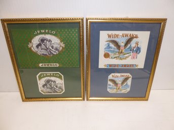2 Vintage Framed And Matted Cigar Advertising Labels