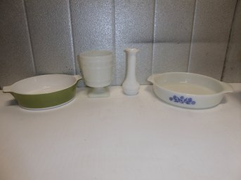 Lot Of Corningware And Milk Glass