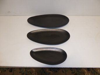 Lot Of 3 Modern Stoneware Oblong Dishes
