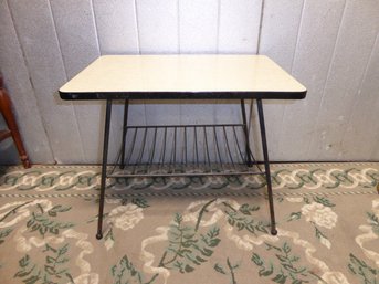 Vintage MCM Atomic Wrought Iron End Table/magazine Rack