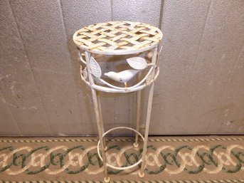Vintage White Wrought Iron Plant Stand