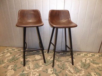 Pair Of Faux Leather Bar Stools