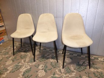 Lot Of 3 Modern Beige Accent Chairs