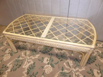 Vintage Rattan Glass Top Table