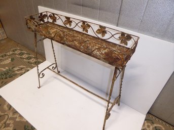 Vintage Ornate Wrought Iron Turned Leg Plant Stand
