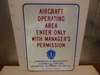 Vintage Massachusetts Aeronautics Aircraft Metal Sign