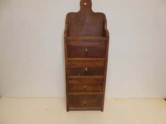 Vintage Wooden 4-drawer Hanging Spice Cabinet