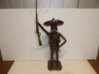 Vintage 22-inch Metal Trump Warrior Holding Up Rifle For 2nd Amendment Rights