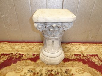One 16-inch Tall White Cement Corinthian Pedestal