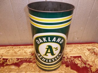 Vintage 1990's Oakland A's Metal Trash Can
